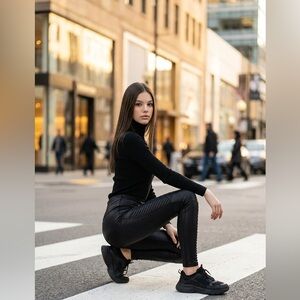 SPANX Black Faux Leather High-Rise Leggings